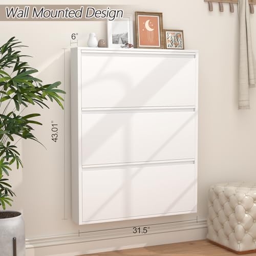 GREATMEET Shoe Rack,3 - color: Matt White, size: 3 Flip Drawers