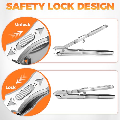 Nail Clippers for Men Thick Nails, Heavy Duty Slanted Toenail Clippers for Seniors Ingrown Toenails with Safety Lock, Large Fingernail Clipper Long Handle Nail Cutter Gifts for Men Women Adults - style: Silver Slanted Nail Clippers