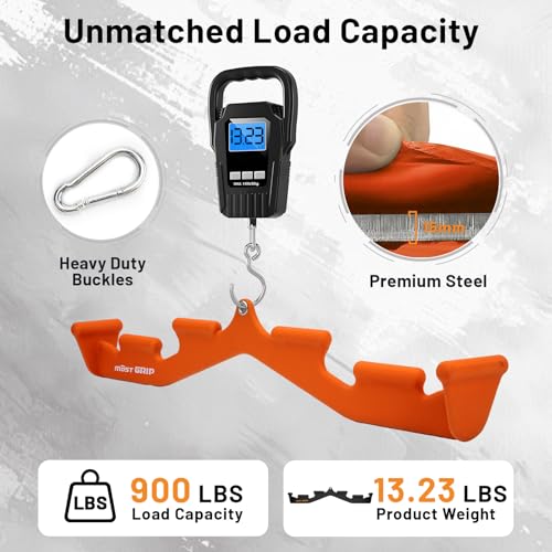 LAT Pull Down Bar with 6 Ergonomic Handles, Neutral Grip LAT Pulldown Attachments for Whole Back Training, Wide Grip LAT Pulldown Bars for Home Gym Cable - color: Orange