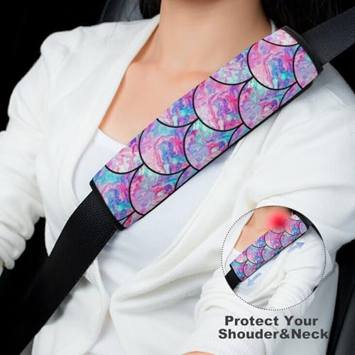 2PCS Universal Fit Car Seat Belt Pad for Kids, Most Cars, Mermaid Scales Gradient Seat Belt Cushion, Shock Absorption - color: Pattern 472