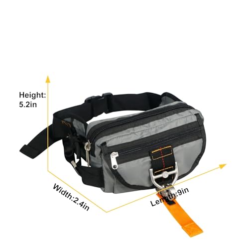 Tactical Waist Bag Parachute Buckle Multi-Pocket FannyPack Grey | Koisgext tactical waist bag, tear-resistant nylon, 9"x5.2"x2.4", 0.8 lbs, parachute buckle, multi-pocket, zipper pockets - color: Grey
