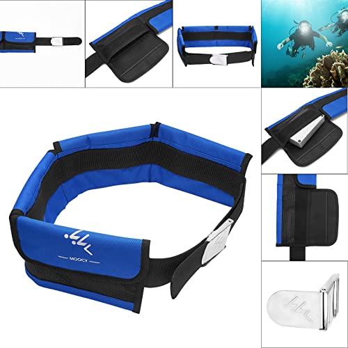 4 Neoprene Pocket Scuba Weight Belt，Spear Fishing Nylon-fit for Waist 32" to 52" - Quick-Release Buckle - color: Blue