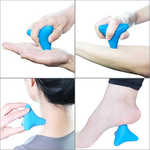 Manual Trigger Point Massage Tool Small Massager Ball 3″×2.6″ Blue | For Deep Tissue Myofascial Release Physical Therapy Plantar Fasciitis Pain Relief Muscle Knot Psoas Hip Flexor Iliacus - color: Blue