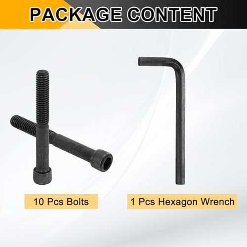 PATIKIL 3/8"-16 x 3 Socket Head Cap Screws Bolts, 10Pcs Carbon Steel Hex Head Metric Screws for Door Road Bicycle Mountain Bike Auto Ship Communication Equipment, Black - size: 3/8"-16 x 3