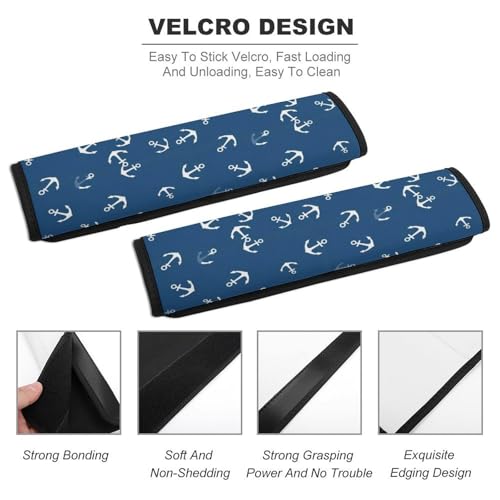2 Pack Nautical Anchor Car Seat Straps Shoulder Pads Soft Padded Seat Belt Cushion for Kids, All Vehicles, Pressure Relief - color: Pattern 674