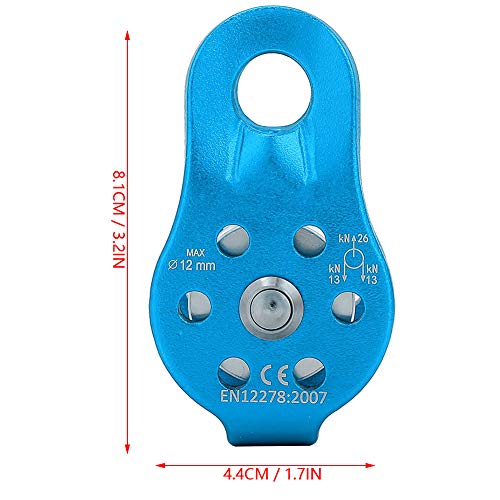 26KN Climbing Pulley, Fixed Plate Aluminum Alloy Rope Pulley Small Pulley System for Heavy Duty, Climbing, Zipline, Hauling Outdoor Activity - color: Blue