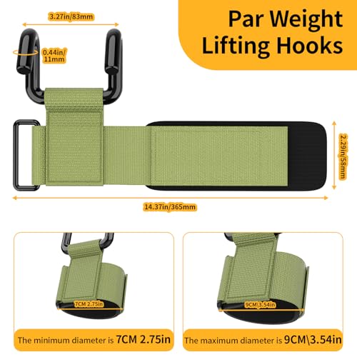 GPANDAG Weight Lifting Hooks for Men and Women (Pair) | 330 LB Heavy Duty Gym Lifting Wrist Strap Hook for Deadlifts, Pull-Ups, Strength Training, 0.4inch Grip Weightlifting Hooks - color: Army Green