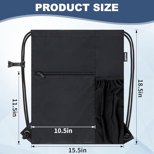 HOLYLUCK Men & Women Outdoor Sport Gym Sack Waterproof Drawstring Backpack Bag (Standard with drawstring, Black) - color: Black, style: Standard With Drawstring