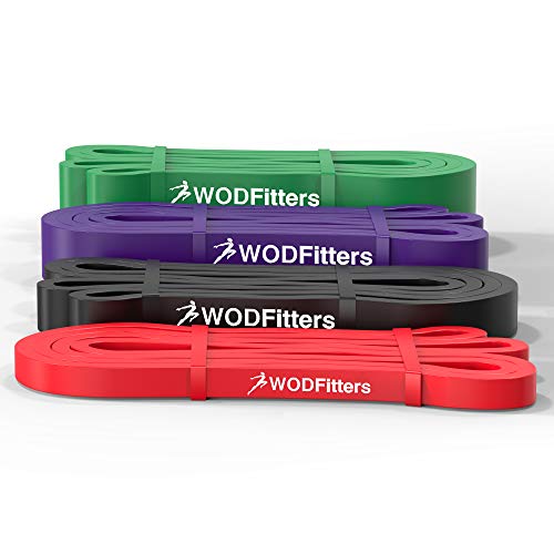 WODFitters Pull-Up Assistance Bands Home Gym Set – 4 Resistance Bands with Handles & Door Anchor – Full-Body Workout, Home Gym & Stretching – Durable Powerlifting Bands for Men & Women