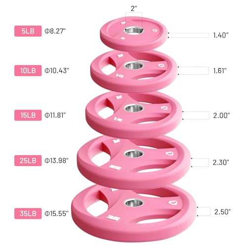 RitFit AURASPIN Olympic Grip Plates, Easy-Grip Curved Design for Home Gym | PU Coated with Curved Grip, Tri-Hole Design for Balanced Lifting, Olympic 2-Inch Bore for Home Gym