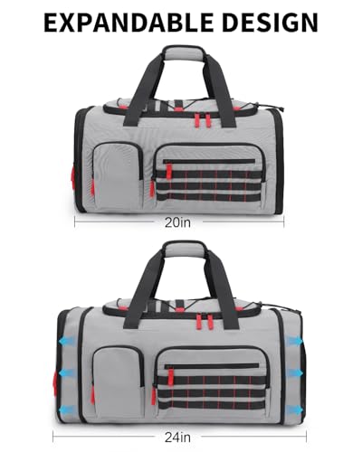 Gym Bags for Men Women, 45L Sports Travel Duffle Bag with Shoe Compartment, 3 in 1 Weekener Overnight Backpack with Wet Pocket, Grey - color: Grey
