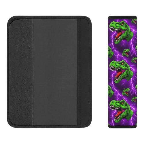 2 Pack Universal Fit Seat Belt Cover for Child, Stroller Pushchair High Chair, T Rex Jurassic Dinosaurs Automotive Seat Belt Protector, Pressure Relief - color: Pattern 1214