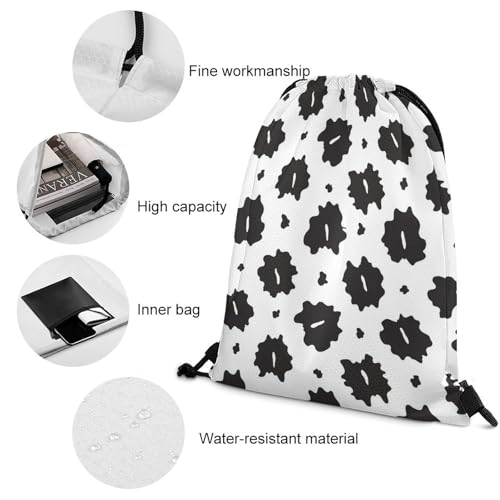Beam Backpack Drawstring Sack Large Capacity for Soccer Basketball Sports Workout Equipment Travel, Cow Spot Bags - color: Picture (24)