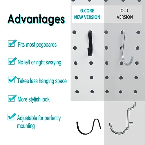Pegboard J Hooks Black 80pcs Peg Board Metal Tool Hangers for Garage Craft | 1/4" Pegboard Accessories, Stainless Steel Hooks with A Small Plier, Adjustable J Hook for Slot Panels, Wire Shelves, Racks - style: 80pcs Black J Hooks