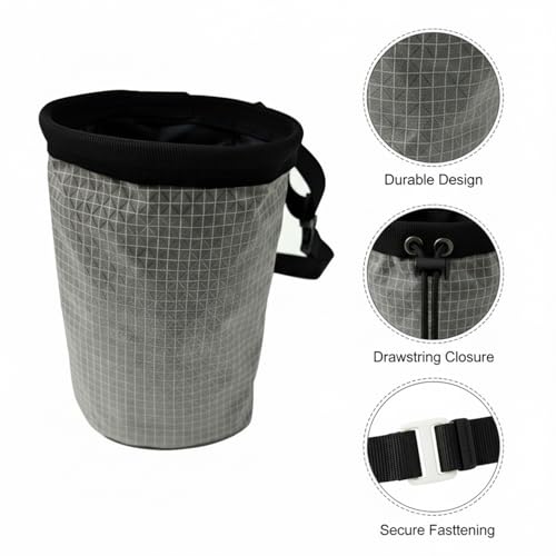 Climbing Chalk Bag with Drawstring Closure - Lightweight Waist Pouch for Rock Climbing, Bouldering & Gym Training (1 Pack) - color: Gray