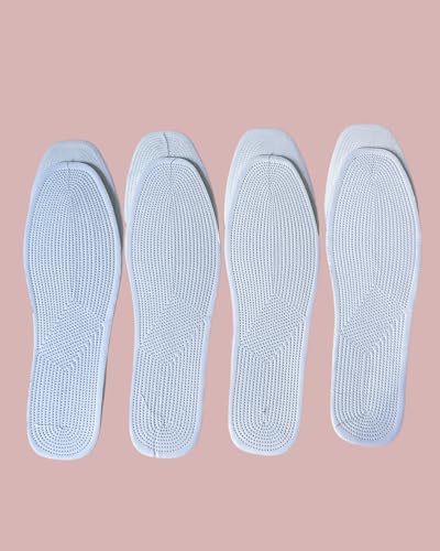 Shoe Insoles for Women and Men, 4 Pairs Cotton Thick Non Slip Pads, Breathable Washable & Comfort Insoles for Work Shoes (White, 9 Women / 8 Men) - size: 9 Women / 8 Men