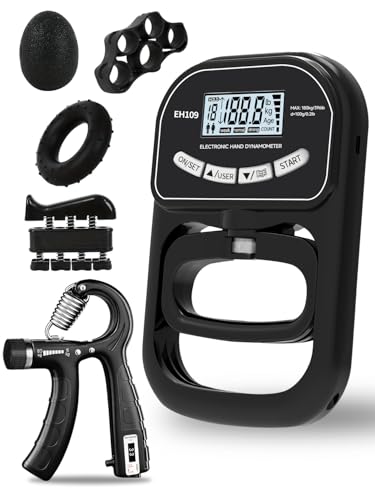 Saicefe Grip Strength Tester Electronic Hand Dynamometer of 396lbs/180kg | Grip strengthener Trainer Adjustable Resistance for Sports Home Gym with Digital Display Precision Training for Rehab Fitness