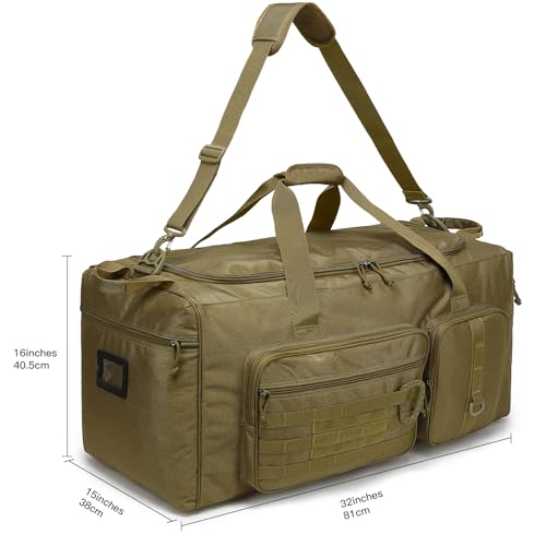 120L Extra Large Duffle Bag for Men, 32" Heavy Duty Sports Gym and Travel Duffel Bag with Shoes Compartment, Equipment Gear Bag for Football Soccer Baseball Hockey Helmets Pads, XL Giant Brown - color: Brown