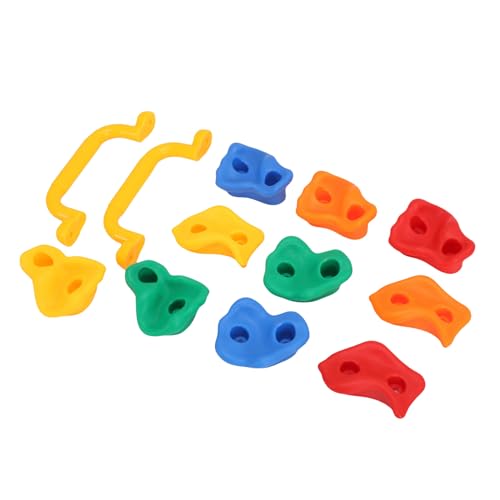 Rock Climbing Holds, Rock Wall Holds Climbing Grips Kit for Kids Indoor Outdoor, layground Play Set, Includes 2 Handles and Mounting Hardware