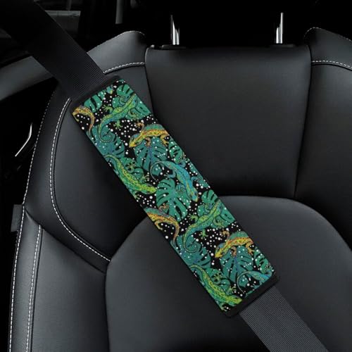 2PCS Reptiles Lizard Palm Car Seat Belt Pad Universal Fit Seat Belt Covers Cushion for Kids, Car Seats Pushchair Strollers High Chair Pushchair, Easy Install (No Tool) - color: Pattern 174