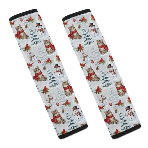 2PCS Winter Cute Cat Pet Kitten Seat Belt Shoulder Pad Soft Padded Harness Pads Strap for Adults and Children, All Vehicles, Anti-Slip Pad - color: Pattern 100