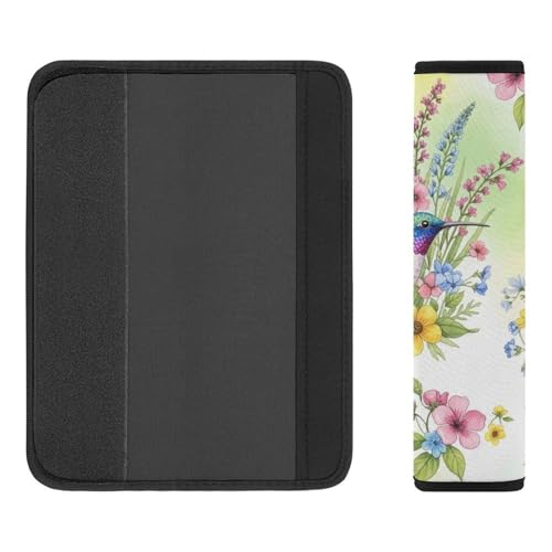 Universal Fit Watercolor Hummingbird Spring Flowers Seat Belt Shoulder Pad for Adult Use, Most Cars, 1 Pair Harness Pads Strap Anti-Slip Pad - color: Pattern 215