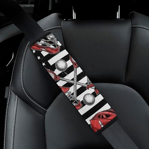 2 Pack Lacrosse American Flag Seat Belt Cover Universal Fit Seat Belt Cushion for Kids, Stroller Pushchair High Chair, Neck and Shoulder Support - color: Pattern 1070