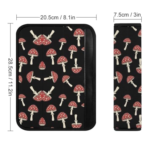 2 Pack Universal Fit Seat Belt Cover for Child, Stroller Pushchair High Chair, Cute Mushrooms Red Mushrooms Natural Wild Botanical Automotive Seat Belt Protector, Pressure Relief - color: Pattern 485