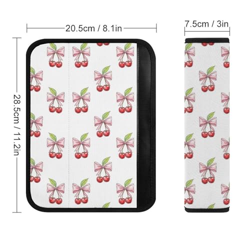 1 Pair Universal Soft and Comfortable Car Seat Belt Pad for Girls and Boys, Most Cars, Cute Cherry Pink Bow Harness Pads Strap, Neck and Shoulder Support - color: Pattern 305