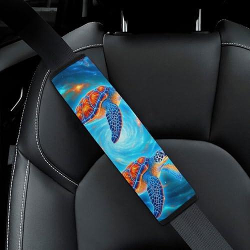 2 Pack Soft Padded Seat Belt Cover for Girls and Boys, All Vehicles, Nautical Coastal Ocean Sea Space Turtle Harness Pads Strap, Anti-Slip Pad - color: Pattern 392