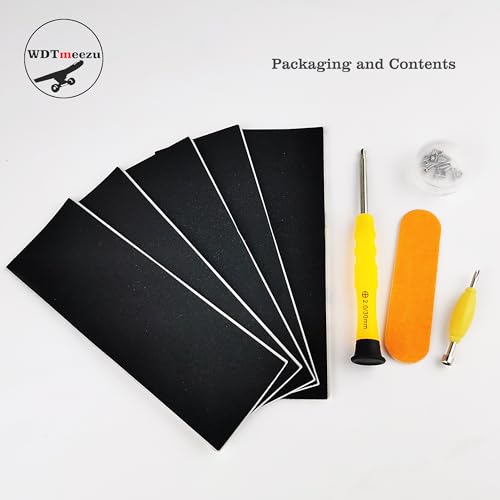Fingerboard Foam Grip Tape(5pcs 110mm*37mm) Anti Slip Foam Tape for MINI Skateboard Finger Skateboard Installation Tools and Screws Nuts Set Bundle