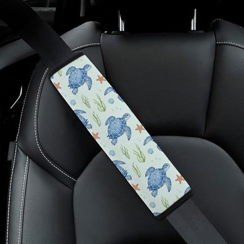 2 Pack Watercolor Turtle Car Seat Straps Shoulder Pads Soft Padded Seat Belt Cushion for Kids, All Vehicles, Pressure Relief - color: Pattern 1079
