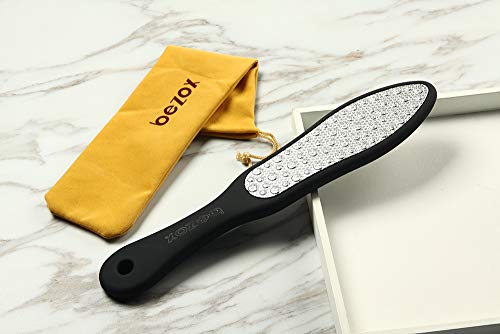 BEZOX Foot File (1 PCS), Double Sided Foot Scraper Callus Remover, Foot Rasp for Cracked Heel and Foot Corn Removal, Stainless Steel Pedicure File W/Cloth Storage Bag - style: Black