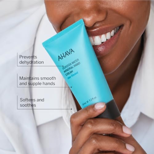 AHAVA Dead Sea Water Mineral Hand Cream - Hand Moisturizer For Dry Cracked Hands, Light & Fast Absorbing, Enriched with Exclusive blend Osmoter, Smoothing Witch Hazel & Soothing Allantoin - size: 1.3 Fl Oz (Pack of 1)