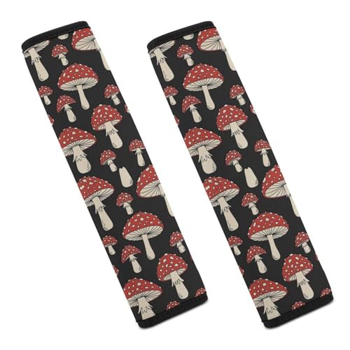 2 Piece Soft Padded Seat Belt Shoulder Pad for Adult Use, All Vehicles, Mushroom Lovers Automotive Seat Belt Protector, Easy Install (No Tool) - color: Pattern 711