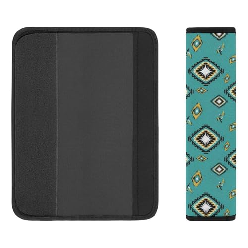 2 Pack Universal Soft and Comfortable Car Seat Straps Shoulder Pads for Kids, All Vehicles, Geometric Tribal Birds Blue Neck Strap Covers, Neck and Shoulder Support - color: Pattern 968