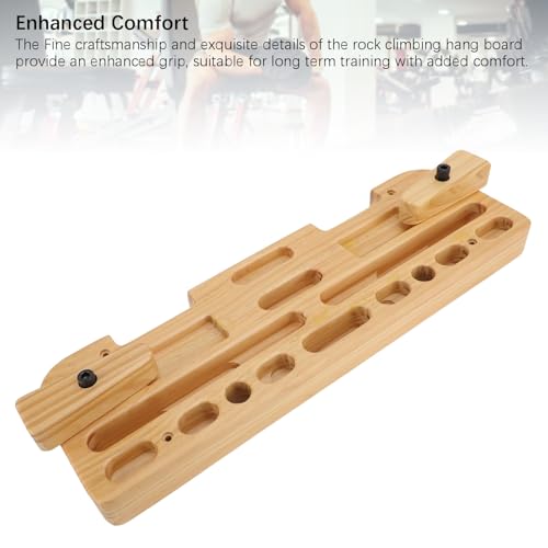 Alomejor Wooden Training Hang Board, Enhanced Strength Exercise Compact Climbing Finger Board for Home Gym Outdoor, Various Grip Hole, Solid Wood