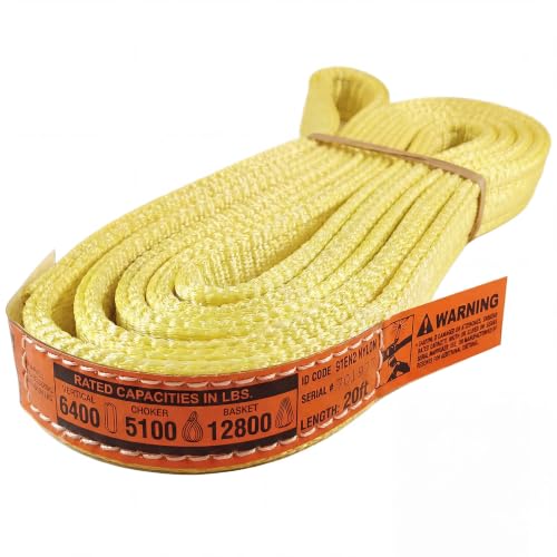 DD Sling 1" x 20' Nylon Endless Lifting Sling – USA Made | 6,400 lb Vertical, 5,100 lb Choker, 12,800 lb Basket – 2 Ply Heavy Duty 900 Webbing, Type 5 Endless Rigging Sling - size: 1"x20'