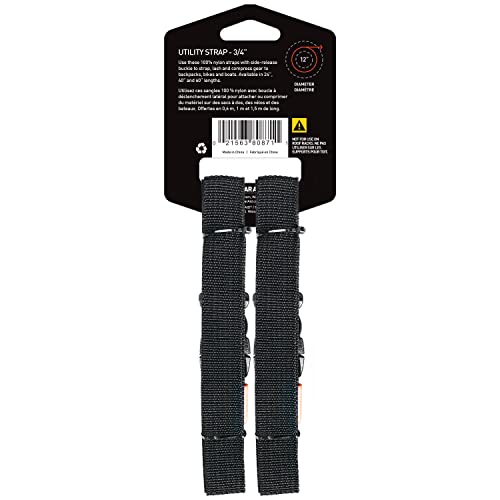 GEAR AID Utility Straps with Side-Release Buckle, Secure and Compress Camping, Biking, Hunting, Boating Gear, 3/4" Width, 40" Length - size: 3/4" x 40", style: 2 Straps