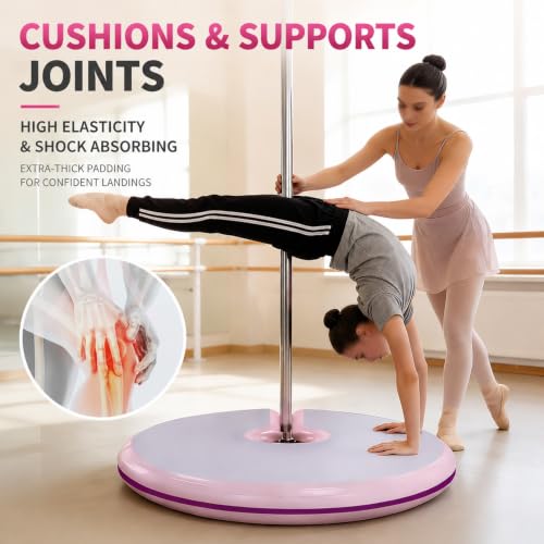 Pole Dance Crash Mat, Inflatable Safety Cushion, Folding Crash Exercise Pad, Non-Slip Base, Waterproof, Manual Pump Included for Home & Studio - size: 120*10cm/47.2*3.94in