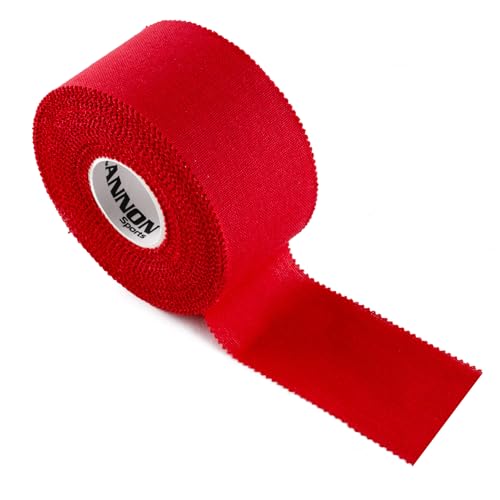 Cannon Sports Premium Athletic Tape - 1.5” x 45 Feet Per Roll - Easy Tear, No Sticky Residue, Very Strong, Hypoallergenic and Latex Free - Ideal for Sprains, Strains, First Aid - Pack of 3 (Red) - color: Red