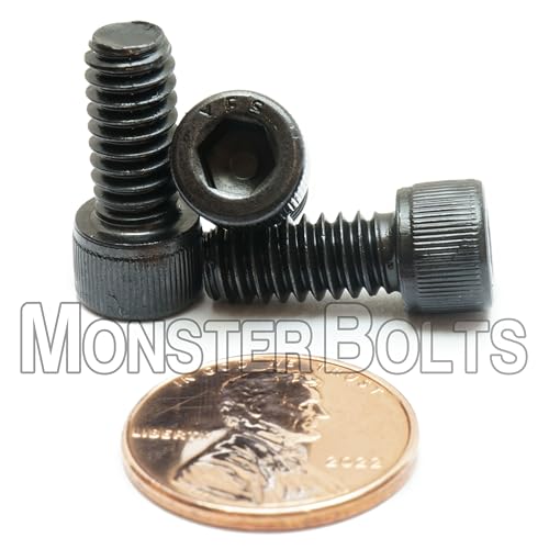 MonsterBolts - 1/4"-20 x 9/16" Socket Head Screws, ASTM A574, Alloy Steel, Black Oxide, 10 Pack - size: 0.5625 In. (9/16")