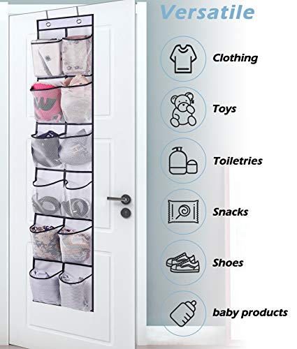 MISSLO Over The Door Shoe Organizer 12 Large Mesh Pockets Hanging Narrow Closet Door, White, 2 Pack - color: White