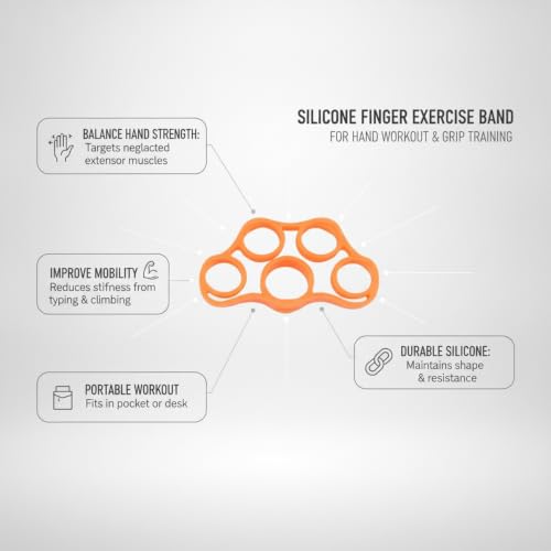 Premium Silicone Finger Resistance Band for Hand Exercise and Grip Practice - color: Orange