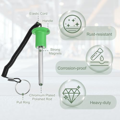 Gym Pin Weight Stack Pin Strength Training Lifting Equipment Replacement with Pull Rope Fitting for Club - color: Green, size: 0.4 x 3.1 Inch