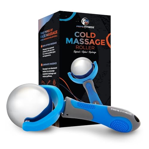 Cold Massage Roller Ball | Cold Therapy | Ice Roller Ball with Handle | cryo Stick | Relieve Muscle Pain (Blue) - color: Blue