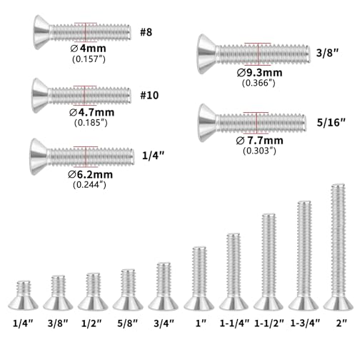 #10-24x3/4 Flat Head Socket Cap Screws Bolts 30pcs HS/JXLS-03 | 304 Stainless Steel, UNC Coarse Full Thread, Equipped with Phillips Bit, for DIY, for Repair, Install Furniture Screws - size: #10-24x3/4"
