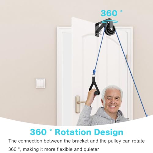 Over The Door Shoulder Pulley for Physical Therapy & Rehab | Adjustable Metal Door Clamp, Silent Large Pulley, For Home Use, Exercise Pulley for Recovery Stretching at Home, Handles