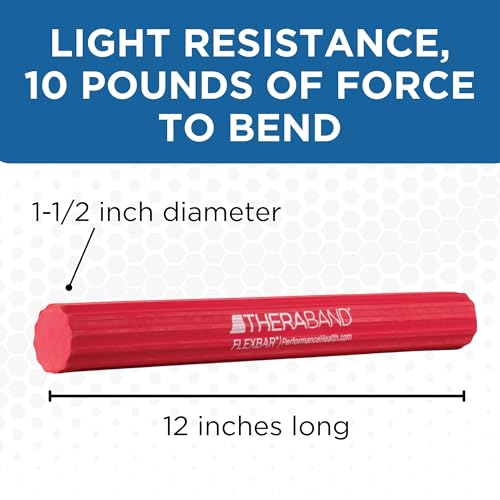 THERABAND FlexBar Resistance Bar, Physical Therapy, Flex, Elbow, Wrist, Red | Flex therapy bar for physical therapy, wrist and forearm exercise, with non slip grip and compact design - color: Red - Light, style: New Version