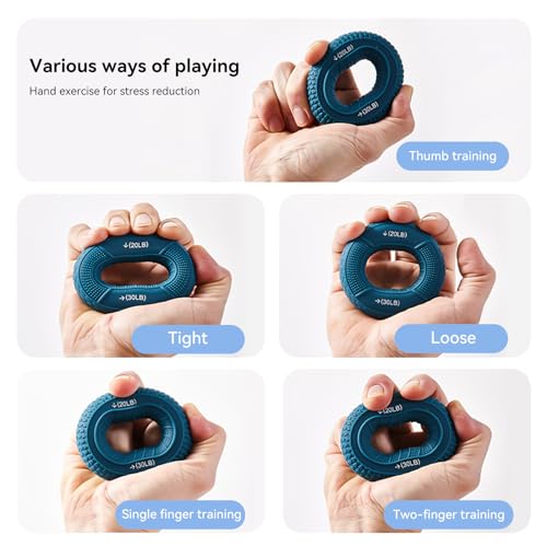 Hand Grip Strengthener, Grip Strength Trainer, Fingers Exerciser - Silicone Rings for Muscle Training Sports Rock Climbing Finger Rehabilitation Training,Hand & Wrist Muscles Trainer Stress Relief,5 Resistance Levels - color: Mixed